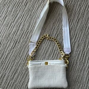 THINK ROYLN Ivory and Gold Crossbody Bag